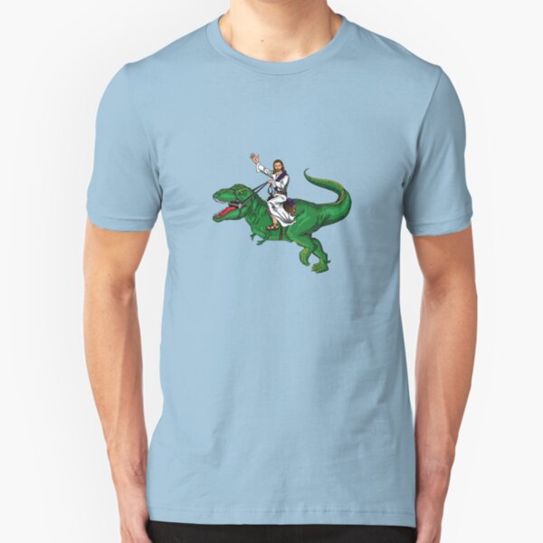 Jesus Riding a Dinosaur Slim Fit T-Shirt