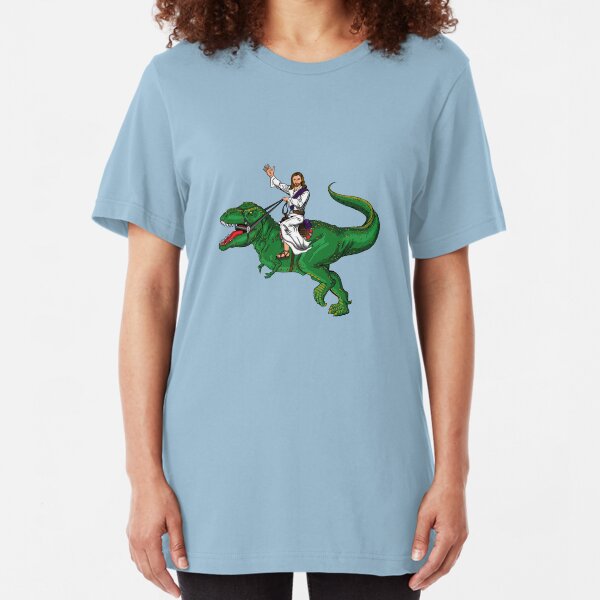 Jesus Riding a Dinosaur Slim Fit T-Shirt