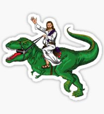 Jesus Riding a Dinosaur Sticker