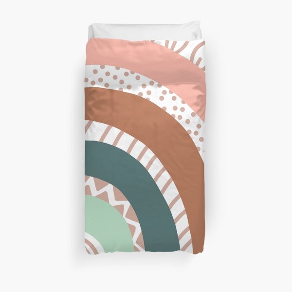 Pastel Rainbow with Hand Drawn Details Duvet Cover
