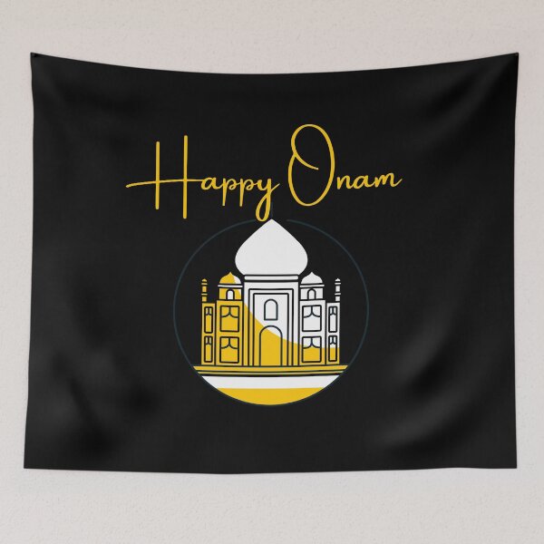 Item preview, Happy Onam Indian Festival Yellow Taj Mahal Souvenir Gift idea for India Lovers designed and sold by conceptDVS.