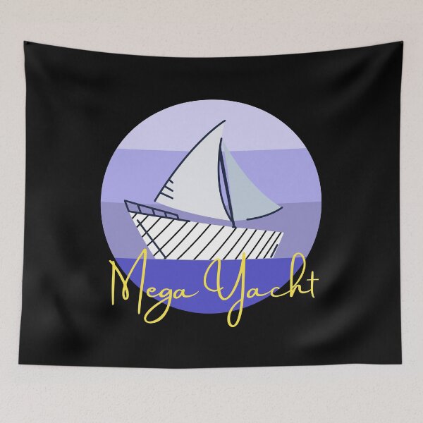 Item preview, Purple Gradient Shadows Sail and Mega Yacht White, Blue and Yellow Luxury Luxurious Life Billionaire Gift  designed and sold by conceptDVS.