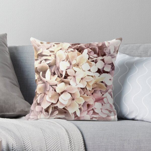 Hydrangea Pink Romance Throw Pillow