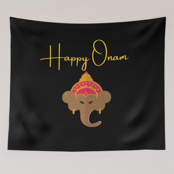 Item preview, Happy Onam Indian Festival Yellow Ganesh and Brown Elephant Souvenir Gift idea for India Lovers designed and sold by conceptDVS.