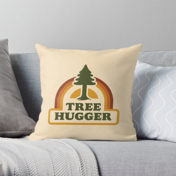 Retro Tree Hugger Throw Pillow