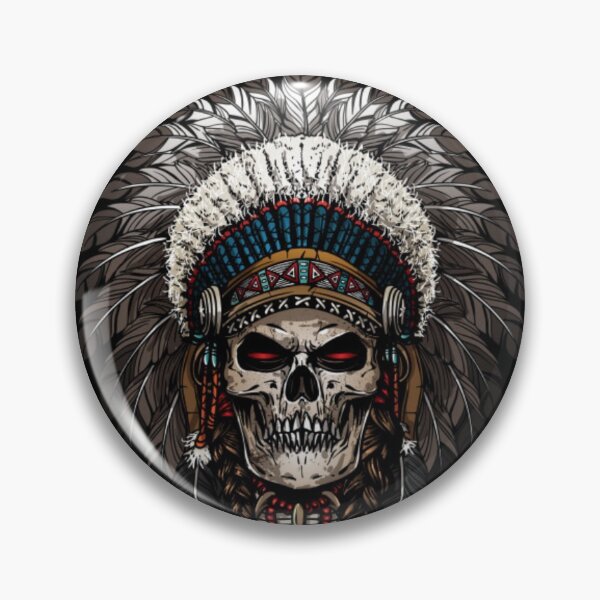 Item preview, Indian Warrior Skull designed and sold by DopeTops.