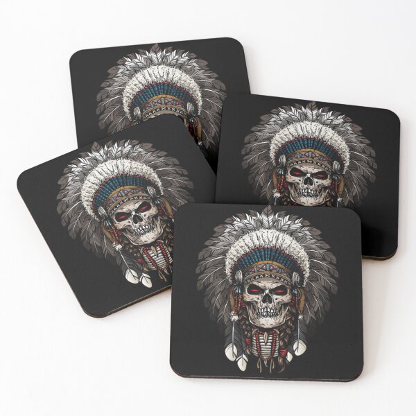 Item preview, Indian Warrior Skull designed and sold by DopeTops.