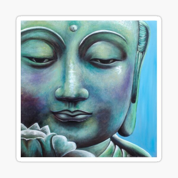 Cuadro cara de Buda al óleo con flor de loto