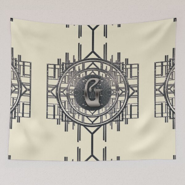 Item preview, Letter G silver glamor art nouveau vintage initials designed and sold by Xarah.