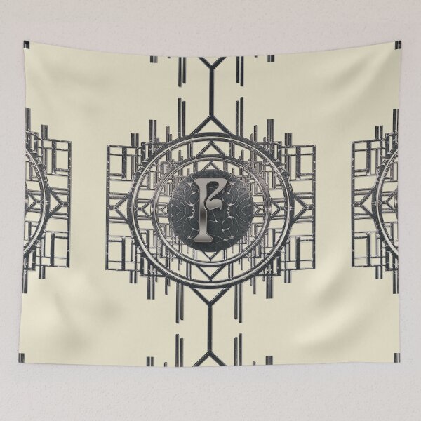 Item preview, Letter F silver glamor art nouveau vintage initials designed and sold by Xarah.