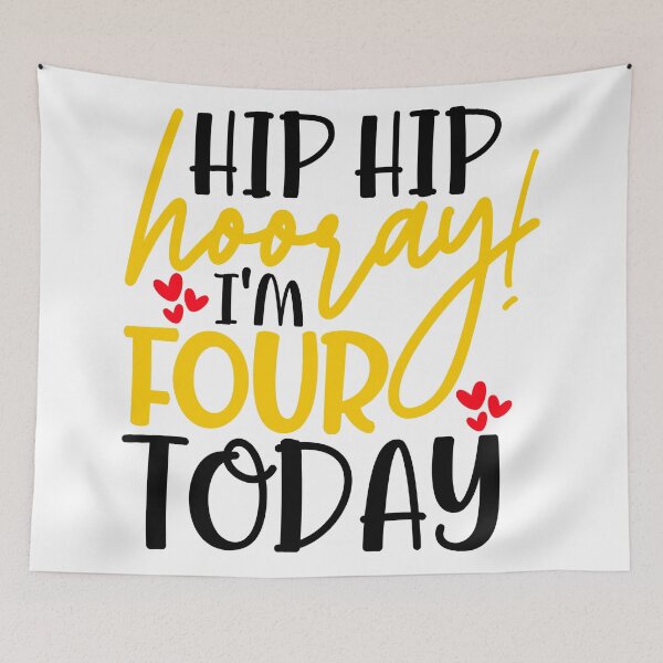 Item preview, Hip hip hooray I’m Four today designed and sold by purpleblobart.