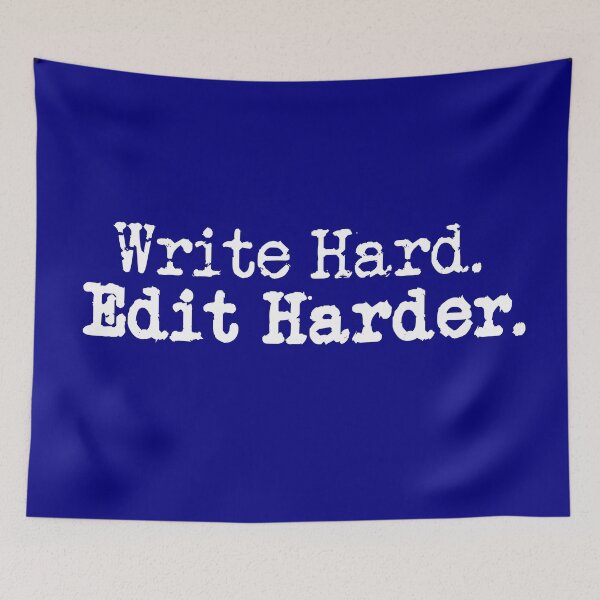 Item preview, Write Hard. Edit Harder. White on Navy designed and sold by TeaRoseWriter.