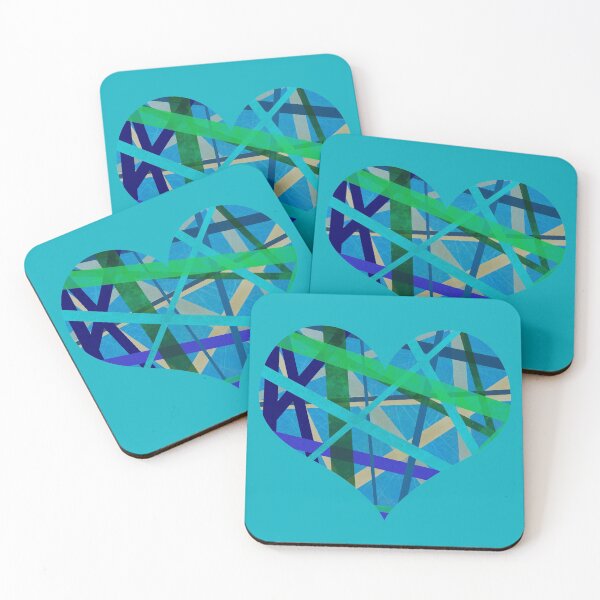 Item preview, Shade of Blue Lines Pattern Heart Shape designed and sold by AMSonArt.
