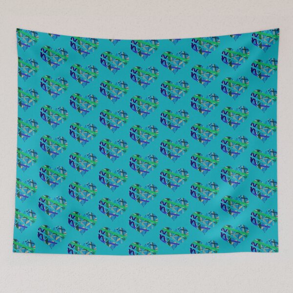 Item preview, Shade of Blue Lines Pattern Heart Shape designed and sold by AMSonArt.