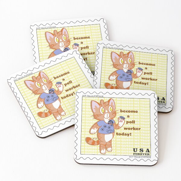 Item preview, Poll Worker Queso the Cat Stamp designed and sold by pikascribbles.