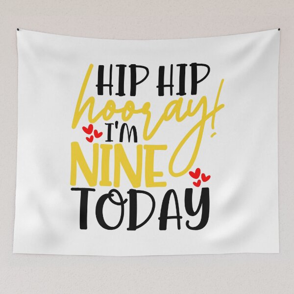 Item preview, Hip hip hooray I’m Nine today designed and sold by purpleblobart.