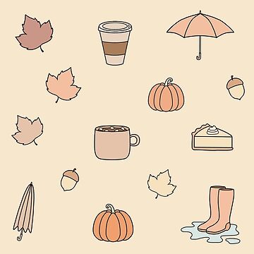 Artwork thumbnail, Pack of fall pastel doodles by Pastel-PaletteD