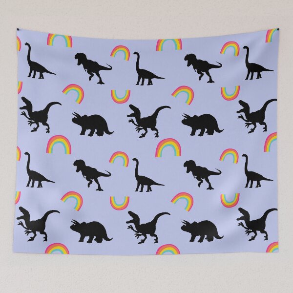 Item preview, Cute Blue Dinosaurs Rainbow Pattern designed and sold by myabstractmind.