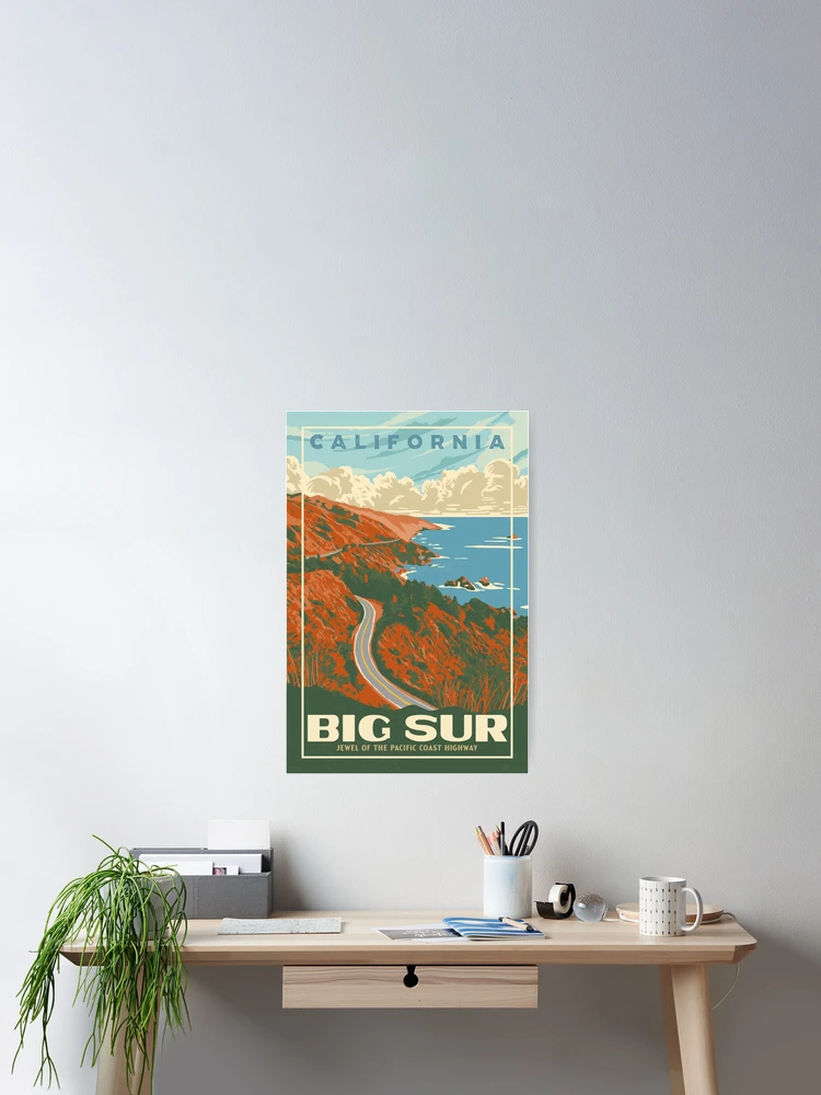 Big Sur California Original WPA Poster Style Retro Design