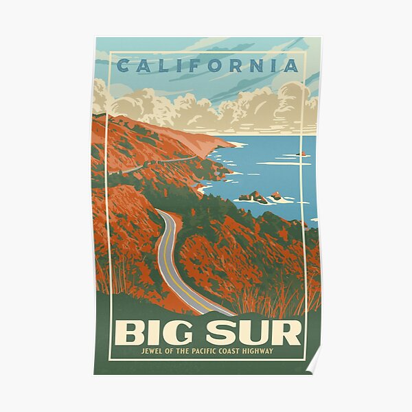 Big Sur California Original WPA Poster Style Retro Design Poster