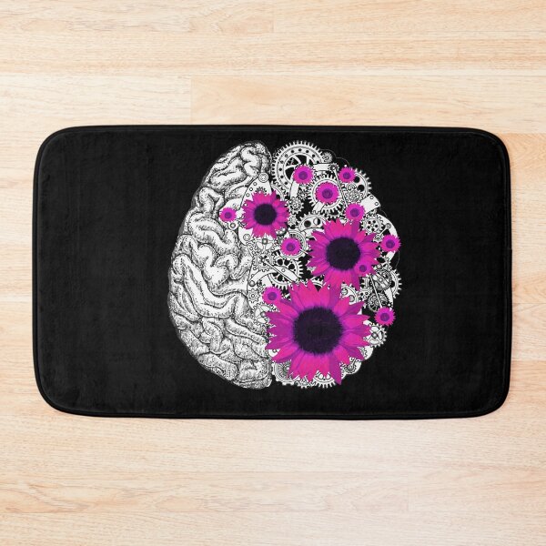 Item preview, Mental health brain gears psychology, pink sunflowers designed and sold by Collagedream.