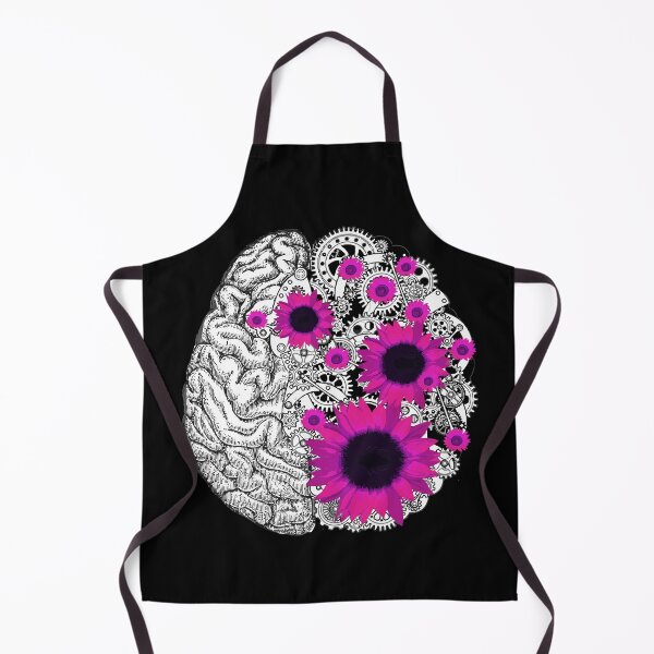 Item preview, Mental health brain gears psychology, pink sunflowers designed and sold by Collagedream.