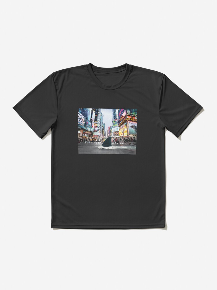Alternate view of Great White Shark Crossing Street in Times Square, New York City Active T-Shirt