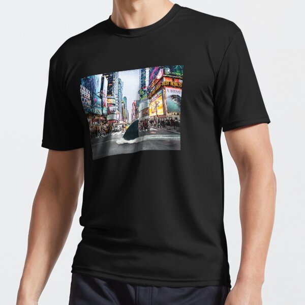 Great White Shark Crossing Street in Times Square, New York City Active T-Shirt