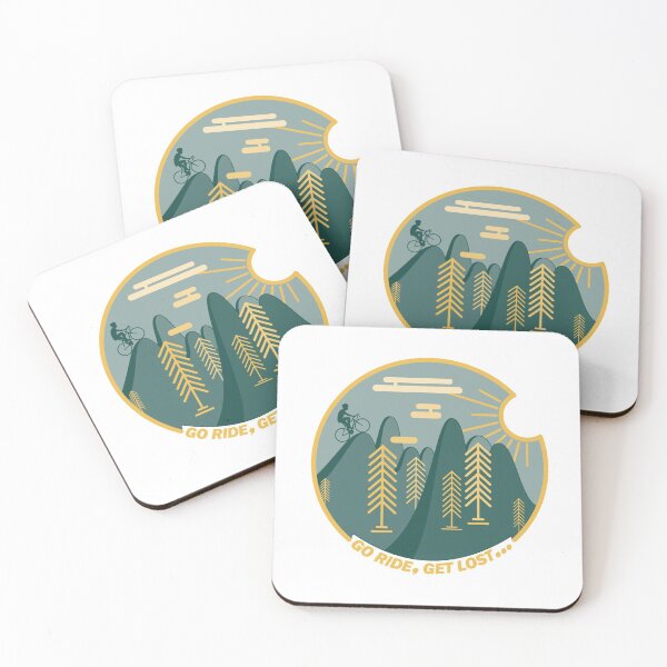 Item preview, Cyclist Climbing Hills Sunrise Line Art Forest Theme designed and sold by RabeDesigns.