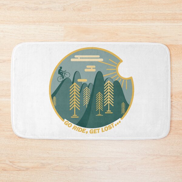 Item preview, Cyclist Climbing Hills Sunrise Line Art Forest Theme designed and sold by RabeDesigns.
