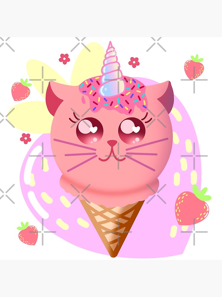 "Kitty Cat Ice Cream Unicorn Cone" Poster by MandyRosko Redbubble