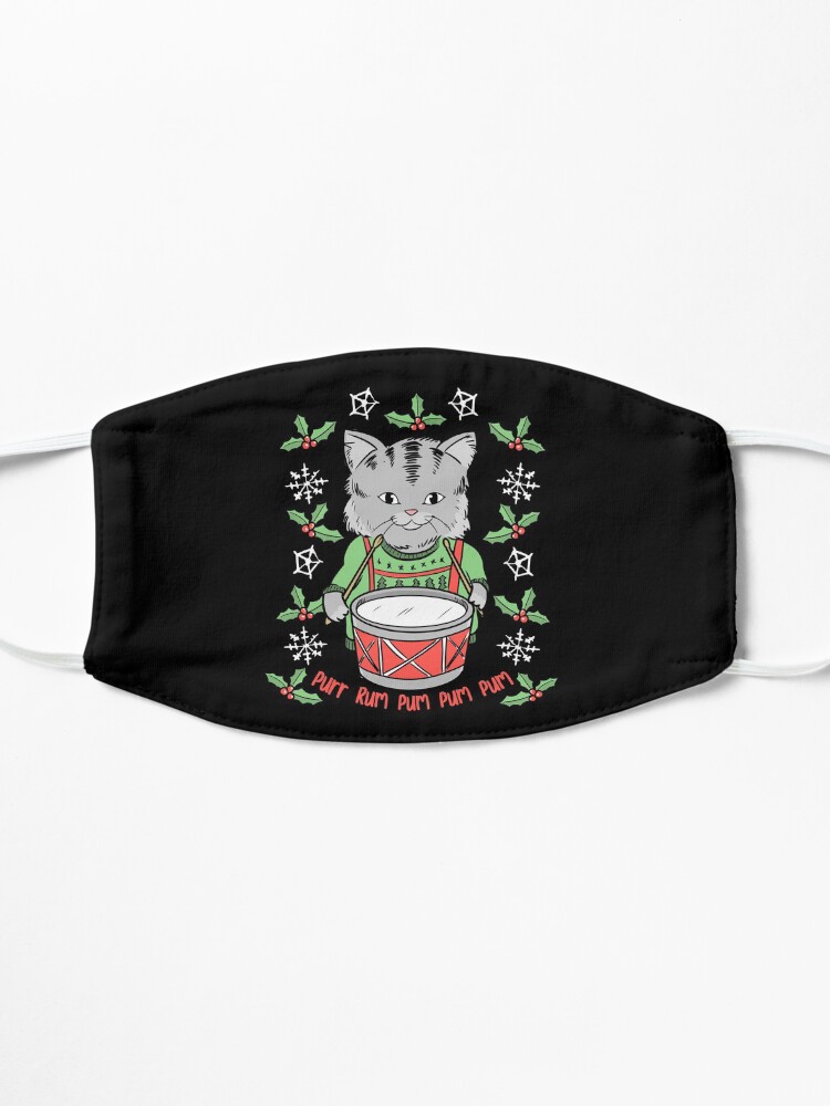 Alternate view of Little Drummer Cat | Vintage Christmas Kitty Mask