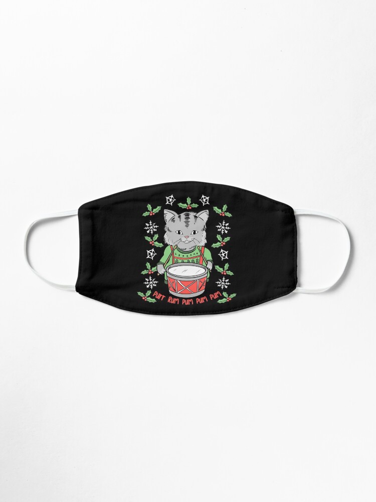 Alternate view of Little Drummer Cat | Vintage Christmas Kitty Mask