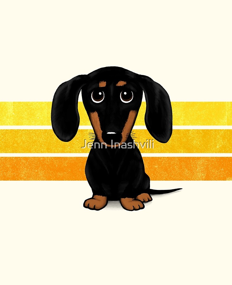 Cute Black and Tan Smooth Coated Dachshund Cartoon Dog Cute Black and Tan Smooth Coated Dachshund Cartoon Dog