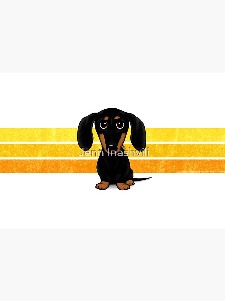 Cute Black and Tan Smooth Coated Dachshund Cartoon Dog by ShortCoffee