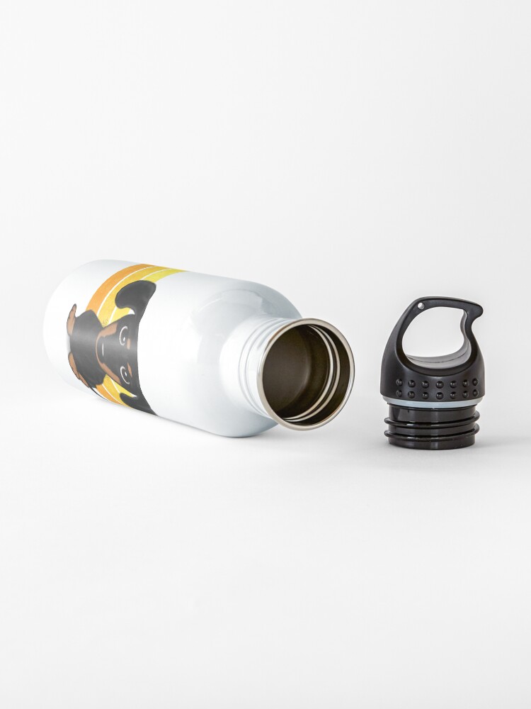 Alternate view of Cute Black and Tan Smooth Coated Dachshund Cartoon Dog Water Bottle