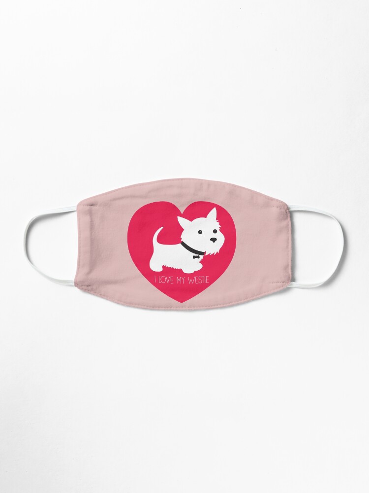 Alternate view of I Love My Westie_Copyright © BonniePortraits on Redbubble.com Mask