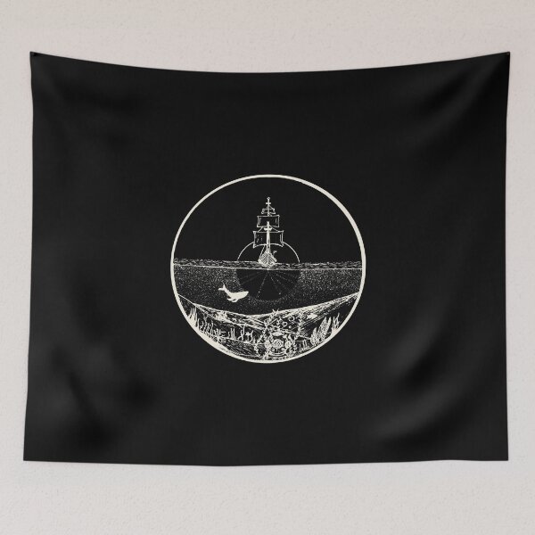 Item preview, LOOKING FOR NEW LANDS - Retro sailing ship sails on a calm ocean into the sunset - off white designed and sold by WanderlustDM.