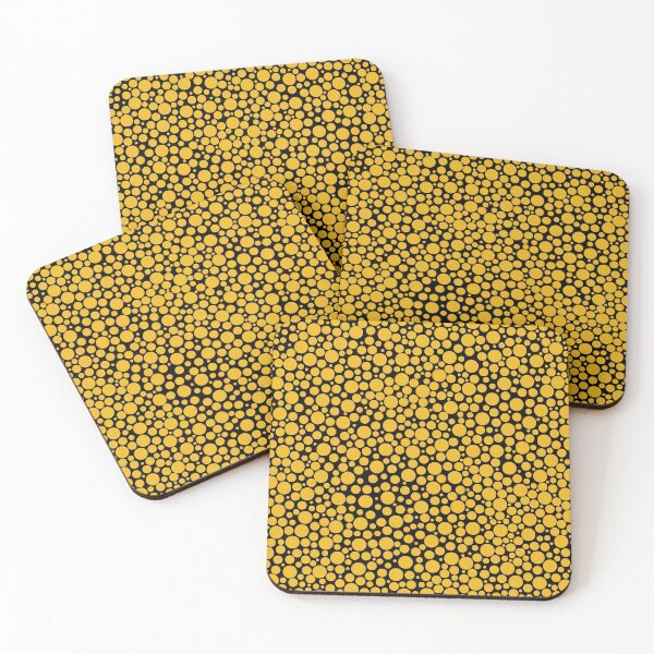 Item preview, Yellow polka dots on black background designed and sold by avion-en-papier.