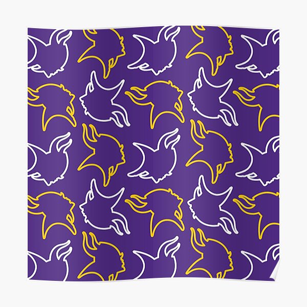 Minnesota Vikings Pattern, Purple Background | Poster