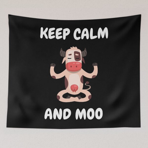 Item preview, keep calm and moo funny animal illustration designed and sold by AnujShah7.