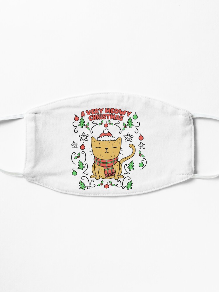 Alternate view of Very Meowy Christmas Cat | Vintage Retro Kitty Mask