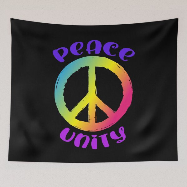Item preview, Peace and Unity Rainbow Peace Sign Statement Black Background designed and sold by DigitalPie.