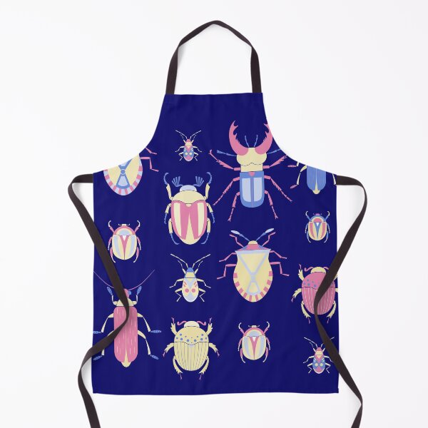 Item preview, Pink blue yellow beetles in a row on dark blue color designed and sold by shushunya13.
