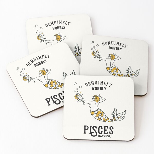 Item preview, "Pisces: Genuinely Bubbly Bath Co." Zodiac-Inspired Art designed and sold by The Whiskey Ginger Design Shop.