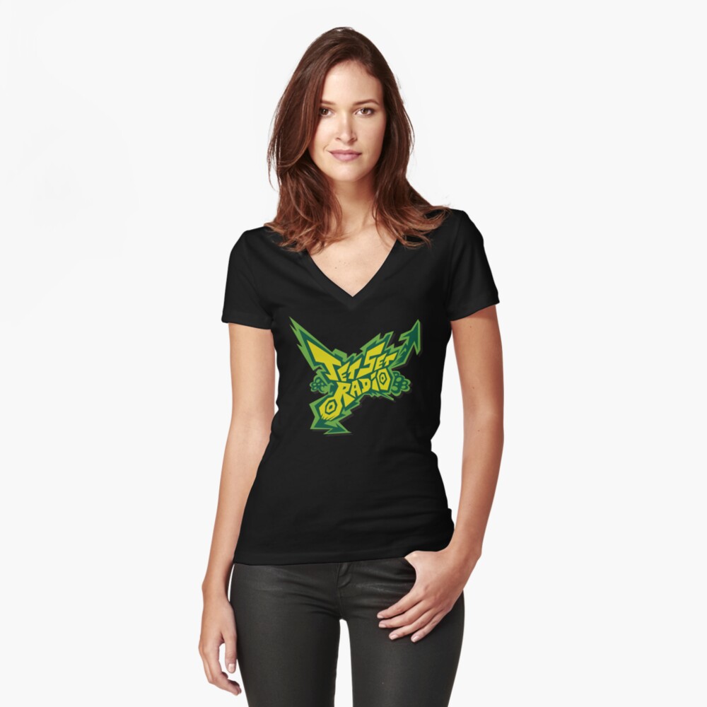 Vista previa del artículo con la obra «Camiseta entallada de cuello en V», diseñado y vendido por KUPNOODLE.