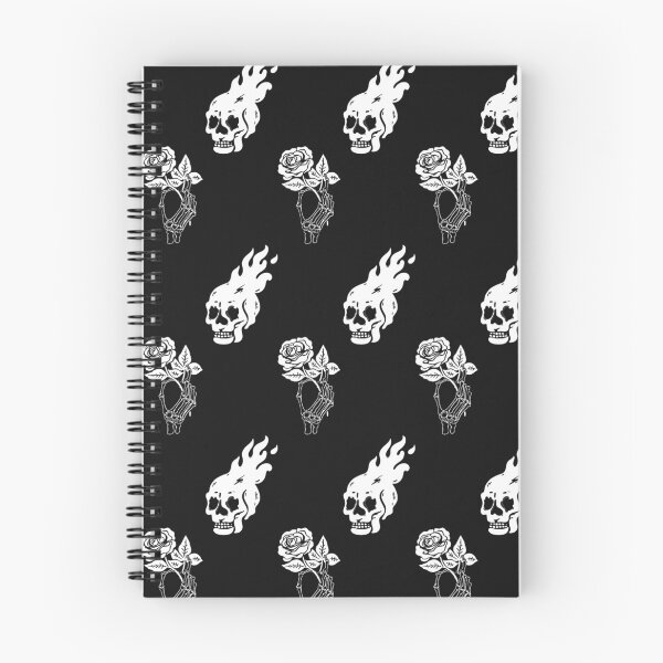 Item preview, Burning skull-Skeleton hand holding a rose White Pattern designed and sold by alphamed.