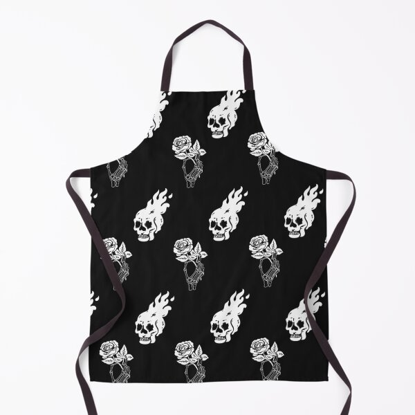 Item preview, Burning skull-Skeleton hand holding a rose White Pattern designed and sold by alphamed.