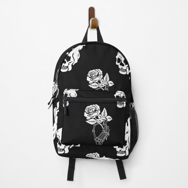 Item preview, Burning skull-Skeleton hand holding a rose White Pattern designed and sold by alphamed.