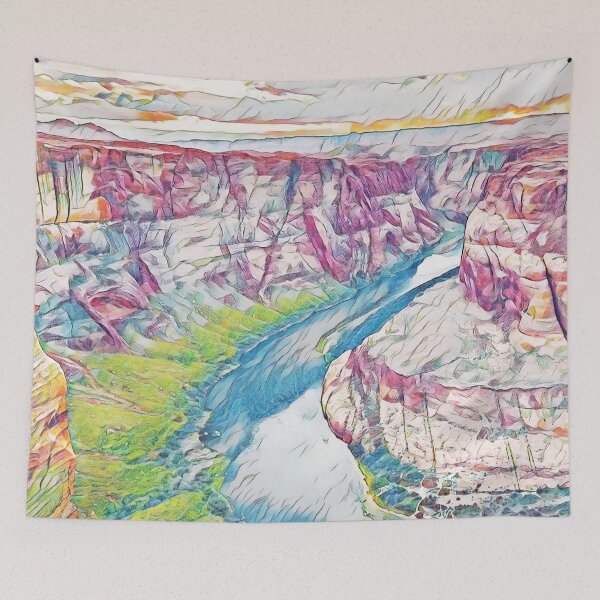 Item preview, Horseshoe River Bend Mountain Landscape designed and sold by Galathi Designs.